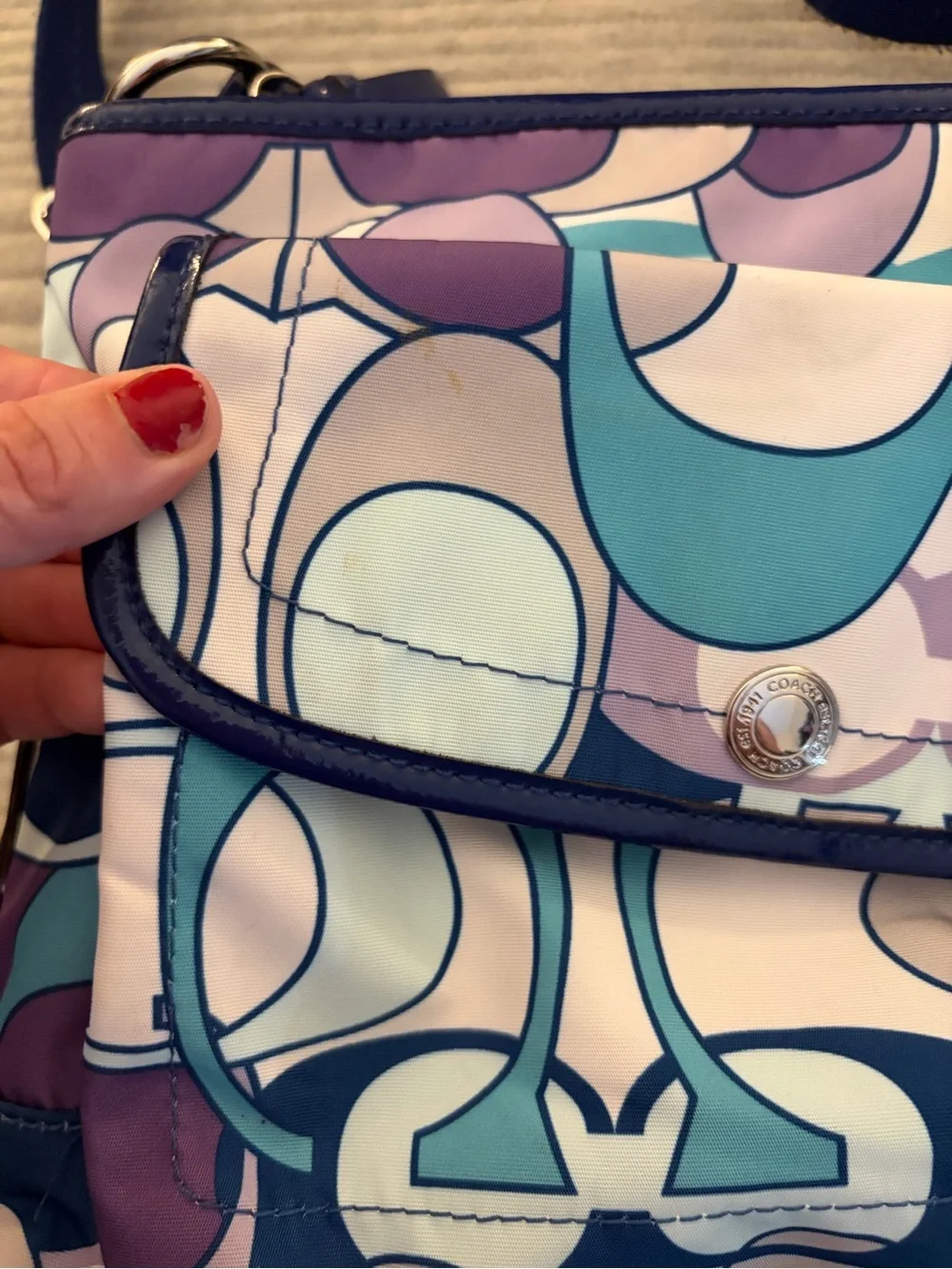 Coach F18839 Kyra Nylon/patent Multicolor Crossbody Shoulderbag Purse